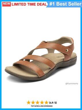 Women's Orthopedic Arch Support Flat Sandals with Hook & Loop Closure